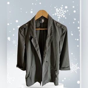 DIVIDED H&M Flamingo sequin apliqué one button open  shirt top Olive green‎  XS